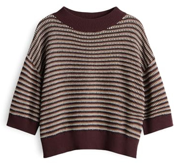 OPUS Damen Pullover | PEIPINA Regular mehrfarbiger Pullover aus BCI Cotton Mix Dark Grape, M