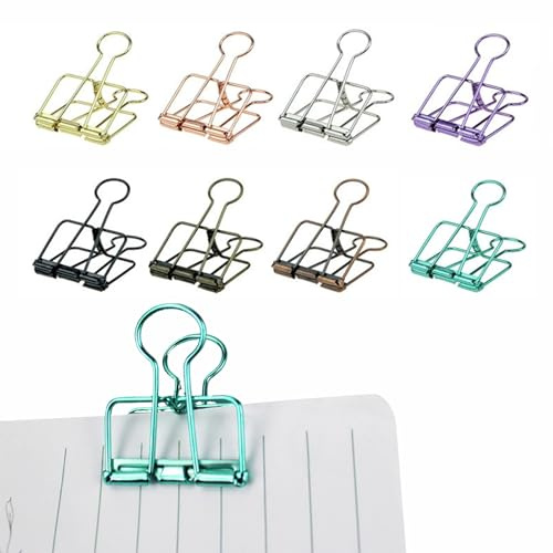 ApexPine 8 Pcs 8 Colors Medium Bulldog Clips for Office School Home | 8 pack 8 colors medium metal bulldog clips, for office school paper file home organization stationery accessory