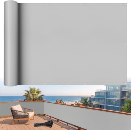 Shade&Beyond Balkon-Sichtschutz Wetterfest 90 x 600 cm, Anthrazit | Balkonverkleidung Balkonbespannung Blickdicht Windschutz ohne Bohren mit Ösen, UV-Schutz für Balkongeländer