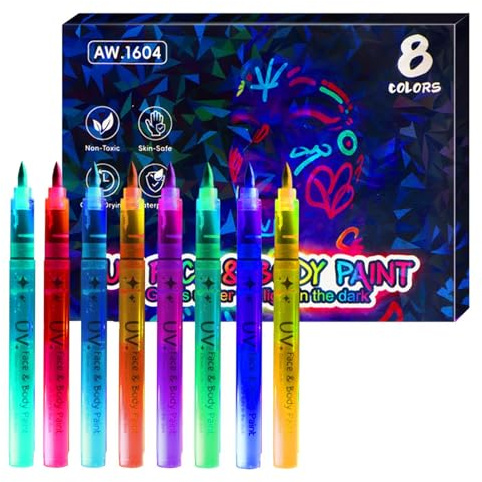 Marcadores de Pintura que Brillan en la Oscuridad,لعبة تعليمية تحتوي على 88 تحديًا - Plumas Temporales Luminosas En La Oscuridad,Para Adultos Niños Arte Manualidades Tela Y Piel