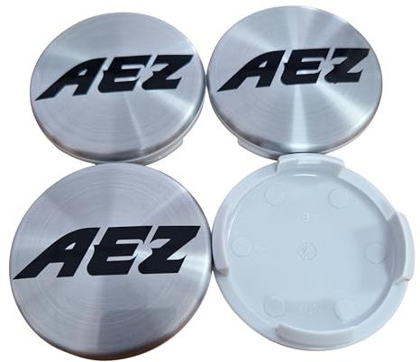 4X AEZ Nabendeckel 60 mm / 56 mm (AZA), Felgendeckel Nabenkappe Radnabenkappe N07, Silber Alu Gebürstet, Original Felgenkappe
