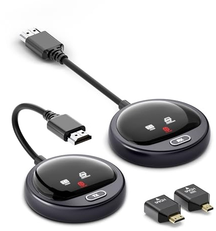 2026 HDMI Inalámbrico 4k, Wireless HDMI Transmisor y Receptor 1080P con LED Pantalla, Plug & Play, 165FT HDMI-Wireless Extender para Transmitir Vídeo y Audio en PC/Portátil/Box a TV/Monitor/Proyector