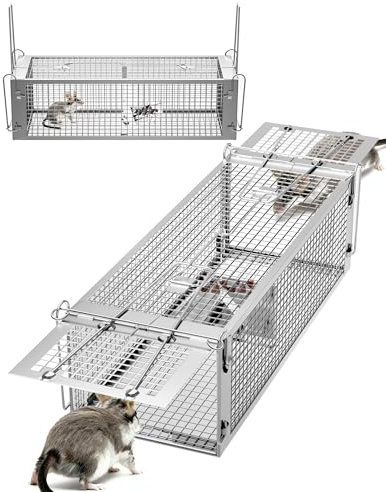 1x Rattenfalle Lebend Groß 40cm mit Zwei Türen Lebendfalle Ratte XXL Mausefalle Siebenschläfer Falle Rat Trap Innen Außen Tierfalle Wiederverwendbar