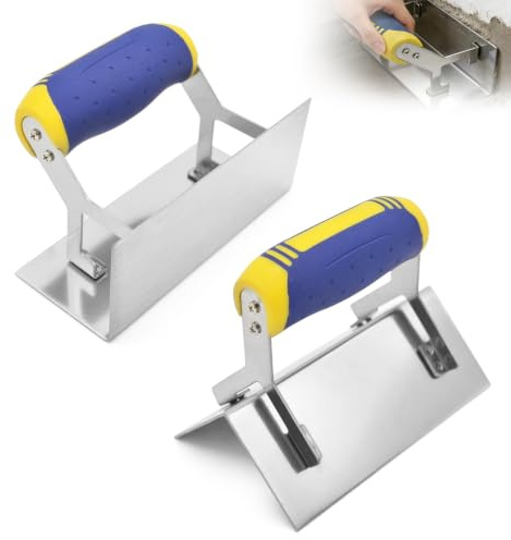 Lot de 2 truelles d'angle inoxydables : truelle d'angle intérieur et extérieur en acier inoxydable, truelle d'angle pour travaux de plâtre, spatule d'angle avec poignée souple, stuceuse et spatule
