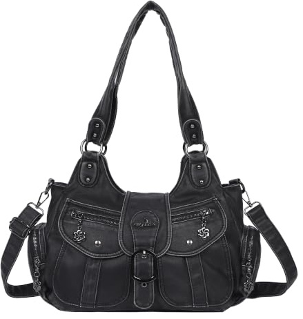 Angel Kiss Damen Handtasche Tote Bag Shopper Weiches PU Leder Schultertasche Umhängetasche Retro mit Abnehmbar Schulterriemen vielen Fächern für Frauen Arbeit Freizeit Schule Reise