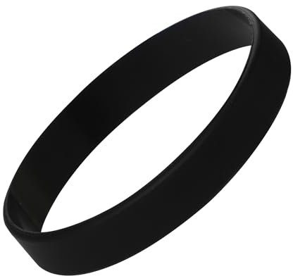 Plain Black Coloured Silicone Sports Arm Exercise Wristband Bracelets Rubber Wrist Bands Party Accessories For Men Women Boys Girls (Pack of 5)