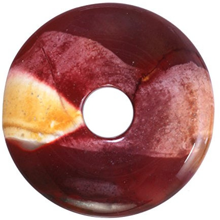 Lebensquelle Plus Edelstein Donut Ø 30 mm + Baumwollband + Edelsteinkarte | Naturstein Anhänger Halskette | Echte Heilsteinkette inkl. Band (Mookait)