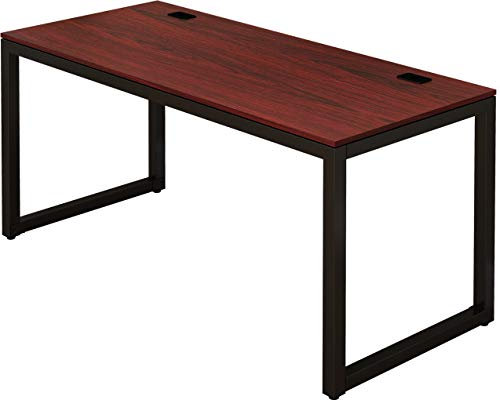 SHW Großer 55-Zoll-Computertisch für das Heimbüro, Schwarz/Kirsche