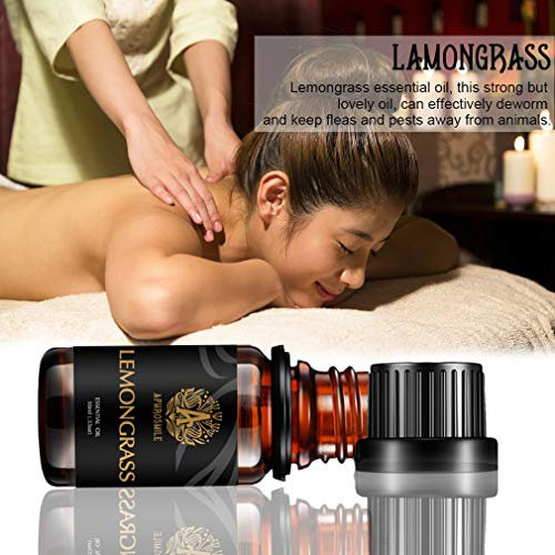 Aromaterapia Hierba de limón aceite esencial para difusor, 100% puro hierba de limón aceite esencial perfumar para humidificador,Masaje, grado terapéutico Hierba de limón Aceite perfumado 0,33oz-10ml