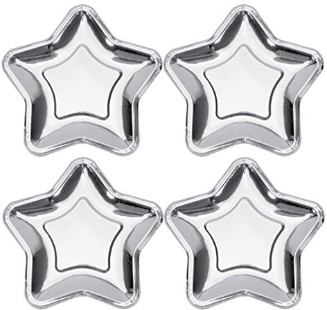 SUPVOX Piatti di Carta USA e Getta Natalizi Piatti di Carta stagnola per antipasti Dessert Forniture per Feste di Laurea (Argento)