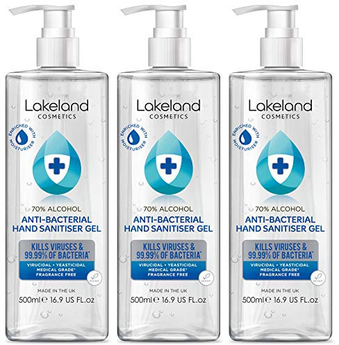 Hand Sanitiser Gel 3 x 500ml with pump bottle - 70% Alcohol Surgical/Medical Grade - Anti-Bacterial Hand Hygiene Gel Rub, sanitizer.