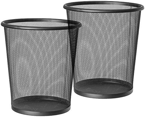 art moon MESH Mülleimer Büro, 12l Fassungsvermögen, Stahl Pulverbeschichtet, Papierkorb Metall Duo für Schlafzimmer, Büros und Klassenzimmer, schwarz, Ø26.5x29.5CM