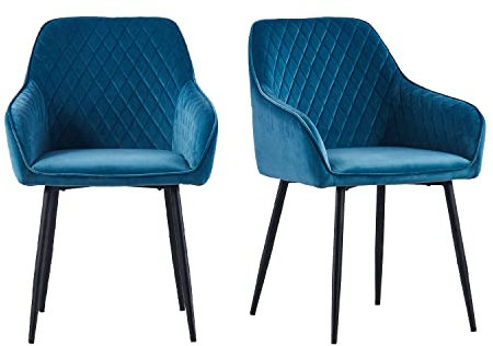 JYMTOM Esszimmerstühle 2er Set Küchenstühle Polsterstühle modernes Design Stühle mit Armlehne, Sitzfläche aus Samt, Gestell aus Metall, für Wohnzimmer, Schlafzimmer und Küche(2,Teal)