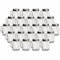 gouveo 24er Set Mini Trinkgläser 30 ml mit Drehverschluss silberfarben - Henkelglas mit Schraubdeckel - Schnaps-Glas für Geburtstag, Party, Hochzeit