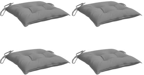 vidaXL Stuhlkissen 4 STK., Sitzkissen mit Bändern, Sitzauflage Outdoor Indoor, Stuhlauflagen Kissen für Gartenstuhl, Grau 40x40cm Oxford-Gewebe