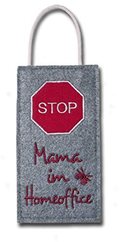 Bestickter Door-Hanger Türschild STOP Mama Papa im Homeoffice | personalisiert mit Wunschname