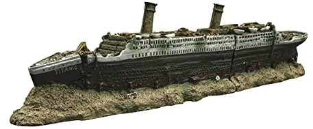 Folpus Aquarium Aquarium Harz Titanic Ornament Landschaftsbau Dekorationen 38x6x9cm