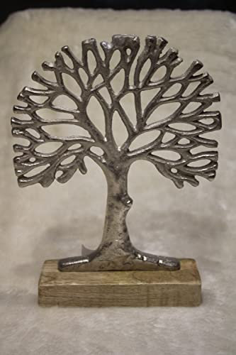 Arbre de vie à poser - Arbre de vie en aluminium sur socle en bois - H 25 cm