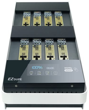 EZ Dupe Duplicador NVMe de 1:7 M.2 con Pantalla Táctil – Clonador de Disco Duro M.2 NVMe SSD (Soho NVMe Touch)