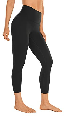 CRZ YOGA Butterluxe Damen High Waist 3/4 Leggings Capri Blickdicht Sport Yoga Fitness Sommer Sporthose - 58cm Schwarz 40
