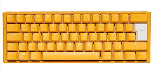 Ducky One 3 Yellow Mini - Tastiera meccanica da gioco layout tedesco in formato 60% con interruttori Cherry MX Red, hot-swappable (prese Kailh)
