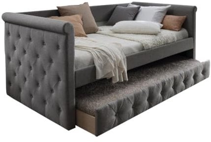 Vente-unique - Polsterbett Louise - 2 x 90 x 190 cm - Stoff grau