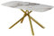 HABITMOBEL Mesa de Comedor Metal Dorado Cristal Templado, 160 x 90 cms