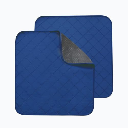 RIQINXIN wasserdichte Waschbare Inkontinenz Stuhlunterlage 2er Set Saugfähige Inkontinenz Sitzauflagen Inkontinenzunterlage 54x56cm Blau
