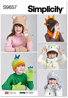 Simplicity SS9657A Kinder Mützen und Fäustlinge in den Größen S-M-L und Hutschal-A (S-M-L)