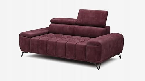 DomiMeble 3-Sitzer-Sofa Palladio - EIN modernes und Funktionelles Sofa, mit komfortabler Schlaffunktion, verstellbaren Kopfstützen, wellenförmigem Federsystem (Monolith 69)
