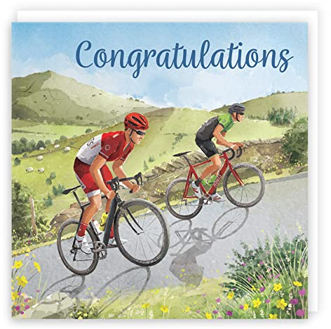 Hunts England - Rennrad-Glückwunschkarte für Ihn – Hügelklettern – Rennräder – Milos – Spaß – Glückwunschkarte für Jungen – Glückwunschkarte für Männer – für Prüfungen, neue Job, etc.