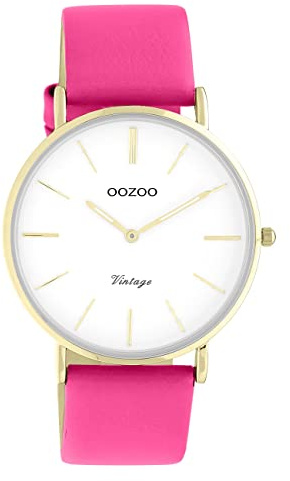 Oozoo Damen Armbanduhr Vintage Series C20309 Analog Leder pink UOC20309 Analoguhr