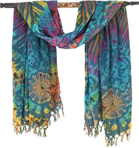 Batik Sarong, Wandbehang, Strandtuch, Wickelrock, Tie Dye-Design, petrol