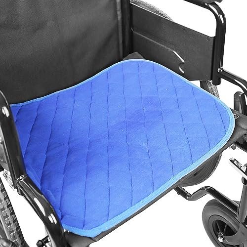 KMINA - Inkontinenzunterlage Waschbar Rollstuhl 5 Lagen, 40x50 cm, Wiederverwendbare Stuhlauflage, Rollstuhlauflage, Blau - Made in Europe