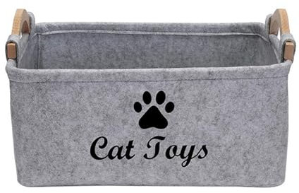 Porceosy Cat Toy Organizer and Pet Storage Box - Lightweight, Flexible, Large Capacity for Toys, Coats, Blankets - Grey