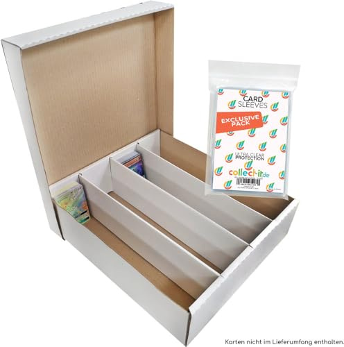 Collect-it.de 10 Riesen Deck-Boxen - Aufbewahrung (weiß) für 4000 Karten (kompatibel mit Magic/Pokemon/Yugioh/Match Attax Karten) + 40 Exklusive Collect-it.de Hüllen