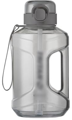 BybAgs Klarer Wasserkrug, tragbare Wasserflasche mit Zeitmarkierung, Tragegurt, Kunststoff-Shaker, Trinkflasche for Radfahren, Outdoor-Sport (Color : Gray)