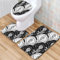 Badvorleger Set Rose schwarz und weiß Badgarnitur 3 Teilig, Bodenvorleger U-förmiger WC-Vorleger WC-Deckelbezug, rutschfest, Waschbar für Badewanne, Dusche, Badezimmer