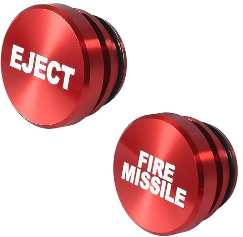 Dealikee 2PCS Car Cigarette Lighter Plug, Billet Aluminum Dustproof EJECT FIRE MISSILE Button for Car, Standard 12V Universal Replacement Socket Cover Fits Most Vehicles and Boats