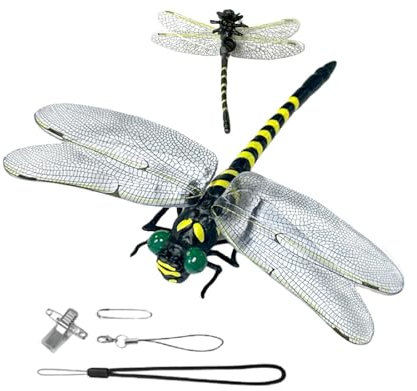 Dranng Libelle zum Anklipsen,Clip zum Anklipsen Libelle | Realistischer Libellen-Pin mit 2 Schlüsselbändern,Libellen-Clips zum Dekorieren und Basteln, 4 Tragemöglichkeiten, Fliegenabwehrmittel,