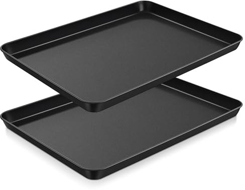 Joyfair Backblech, 2 Stück Antihaft Ofenblech Kuchenblech Set, Kohlenstoffstahl Rechteckig Backofen Backofenblech für Backen Kochen Servieren, 31,6x24,6x2,5cm, Rostbeständig & Leicht zu Reinigen