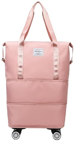 Moreeulsi 40 x 32 cm große Reisetasche mit Rollen, erweiterbar, faltbar, mit Rollen und Griff für Reisen, Rolltasche, Anzugtasche, Handgepäck, wasserdicht, Reisetasche mit Rädern, , Refer to