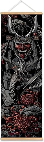 Asiatisches Rollbild, Samurai-Vintage-Rollbild aus Holz auf Leinwand, japanisches Ukiyoe-Tattoo, Wandkunst-Dekor, Poster und Drucke, Kunstwerk, Bushido Hall, Sushi-Restaurant, Heimdekoration(15.7''X47