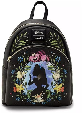 Loungefly Disney Alice im Wunderland Cameo Mini-Rucksack, Schwarz, Schwarz, Einheitsgröße