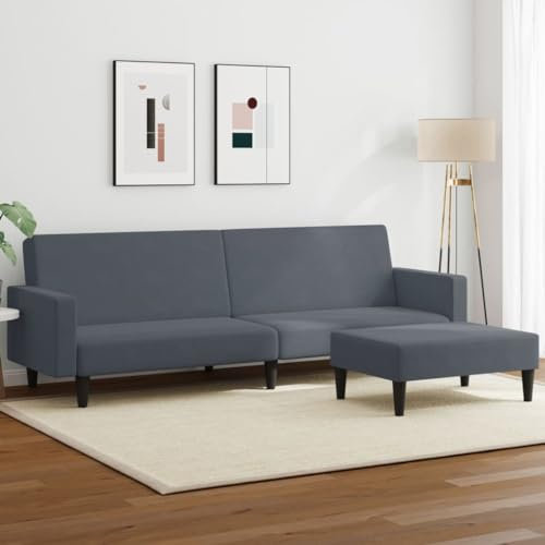 Xichuzi Schlafsofa 2-Sitzer mit Fußhocker Dunkelgrau Samt, Loungesofa, Sofas & Couches, Relaxsofa, Couch für Wohnzimmer, 3216237