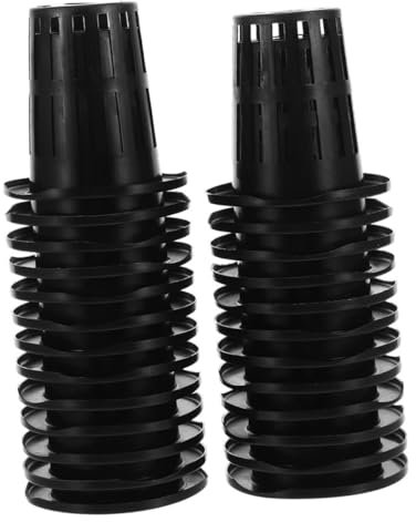 KONTONTY Pots en Filet pour Hydroponie 100 Pcs Panier De Plantation 70 Mm Noir Jardinières pour Balcon Et Jardin Ventilation Racinaire Optimale Plastique Résistant
