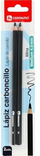 Centauro - 2 Kohlestifte zum Zeichnen, Schwarz, mittlere Mine 4,0 mm, ideal zum Zeichnen, Skizzieren und Entwickeln Ihrer künstlerischsten Seite