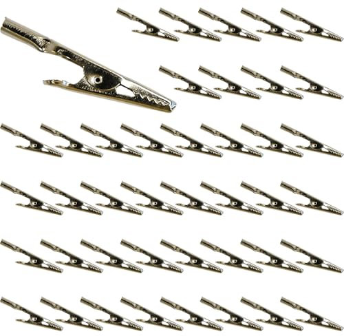 Ram® 50 Pieces Alligator Clips Spring Clamps Metal Croc Clips for Laboratory Electrical Test Work 2/50mm