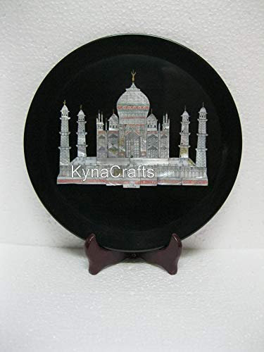 I Taj Mahal Assiette de service décorative en marbre Noir 22,9 cm