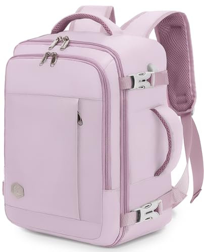 VANKEV Zaino Easyjet 45x36x20 Zaino da Viaggio Aereo Bagaglio a Mano 30L Donna Uomo per PC Portatili 15.6 Pollici per Scuola Lavoro Trekking Viola Chiaro